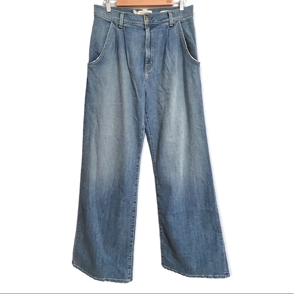 Nili Lotan The Flora Wide Leg Denim Trouser Jean in Faded Wash Sz 30 - Picture 2 of 8